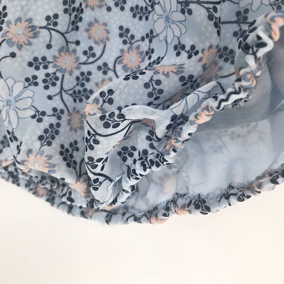 Max Studio Pastel Blue Floral Pleated Sleeveless Blouson Blouse - Picture 10 of 13